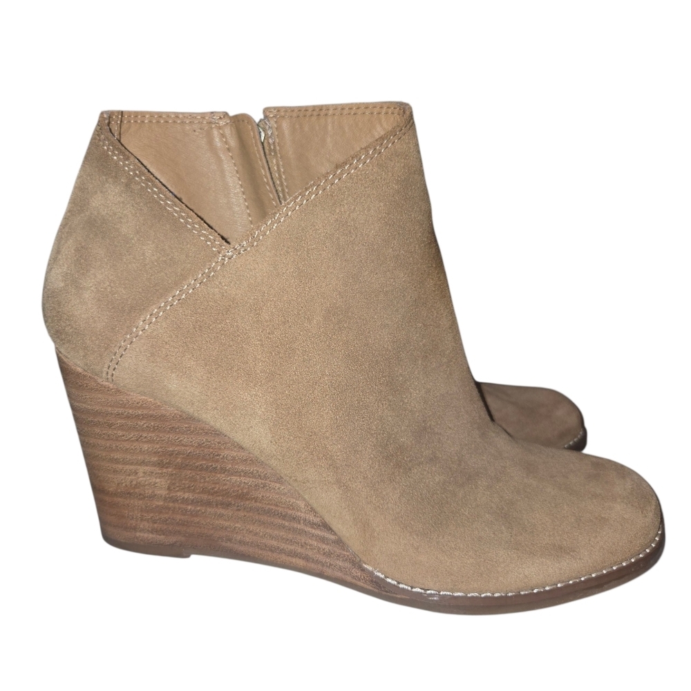 Lucky Brand Suede Yakeena Ankle Boots Wedge Sz 9.5 M - Picture 5 of 9